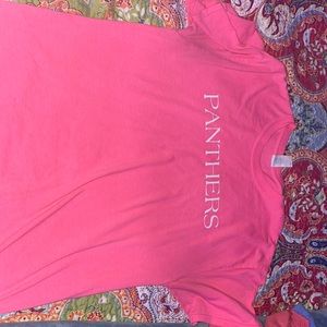This is a large pink and white t-shirt